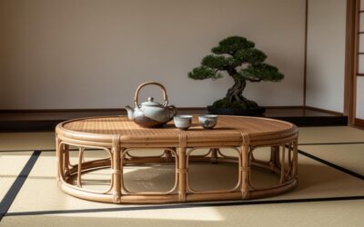 Table Basse Rotin Style Japonaise | KUMI : L&rsquo;élégance minimaliste au service d&rsquo;un habitat écologique
